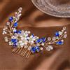 Generic Pettini per capelli con perle, pettini per capelli da sposa, accessori per capelli da sposa con fiori, per donne e ragazze (blu)