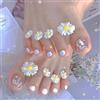 MHYGKTXRA 16 separatori per dita dei piedi, in silicone, per pedicure, smalto, gel, pedicure, nail art, margherite bianche