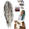 Generico Coda Di Cavallo Elastica Dread, Estensione Dei Capelli Boho Dreadlock Con Perline, Coda Di Cavallo Lunga Dreadlock Intrecciata A Mano Naturale For Festival E Viaggi(#08)