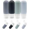 BISSAYE Bottiglie da Viaggio in Silicone 89ml - 4 Pezzi Kit Liquidi Aereo - Set con Spazzola per la Pulizia