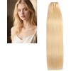 Larafona Extension di capelli veri 9A, biondo miele chiaro, 100% Remy Blond Human Hair Bundles Double Weft 25# 100 g/pc 65 cm