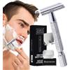 demaxiyad Razors a doppio bordo, di sicurezza per uomo | Rasoio manuale a doppio bordo,Razors di sicurezza con 5 ricariche per uomo, rasoio di pelle sensibile per rasatura di