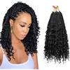 Saisifen 8 Pacchi Boho Dea Box Trecce Capelli All'uncinetto per Le Donne Nere, Pre-ciclo Bohemian Micro Trecce Con Capelli Ricci 1b Nero 12 Pollici(30cm)