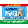 Andrex Classic Clean Washlets - Carta igienica umida, confezione da 4, 160 salviette