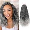 Saisifen 8 Pacchi Boho Dea Box Trecce Capelli All'uncinetto per Le Donne Nere, Pre-ciclo Bohemian Micro Trecce Con Capelli Ricci Grigio Sfumato 10 Pollici(25cm)