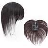RemeeHi - Capelli veri invisibili a clip, lisci, toupet o topper, capelli sottili, 15,2 cm, marrone scuro