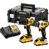 DEWALT DCK2062L2T-QW - KIT XR 18V = DCD709 Taladro Percutor + DCF809 Atornillador Impacto + 2 baterías +maletín TSTAK II