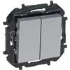 LEGRAND Interruttore o interruttore doppio componibile 10AX per installazione a incasso, gamma Niloé Step, colore alluminio, 398228B