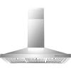 Zomagas Cappa da cucina da 91,4 cm, da parete, in acciaio inossidabile, canalizzata/senza condotti con controllo a pulsante, ventola di scarico a 3 velocità, 3 filtri deflettori, luce LED a risparmio