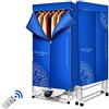 WolFum Stendibiancheria riscaldato con temporizzazione automatica Display touch pieghevole Asciugatrice portatile Stendibiancheria portatile per capacità di lavanderia Energia (Colore : Blu)