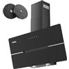 IsEasy Cappa Aspirante 90cm Inclinata, Cappa Cucina di Scarico/Ricircolo con 578 m³/h Forte Potenza di Aspirazione, 3 Livelli di Regolazione, 58 dB, Funzionamento Touch, Nero, Efficienza A++
