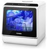FOHERE Mini Lavastoviglie da Tavolo, lavastoviglie portatile da 5L, 5+1 Programmi, Avvio Ritardato 1-6h, 2 Modi di Approvvigionamento Idrico, Touch Control e Display LED, Ideale per Cucine, Apt e Dormitori