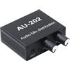 Lioaeust Distributore audio mixer stereo, 2 ingressi 2 uscite, controllo indipendente del volume, alimentazione esterna DC5-19V per AMP, funzionamento a basso rumore