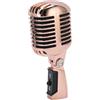 Yanmis Microfono per Voce Dinamico retrò, Microfono Cardioide Classico con Cavo XLR Femmina a 6,35 Mm, Angolo Regolabile, Microfono Stile retrò per Spettacoli Sul Palco, KTV, (Oro rosa)