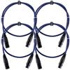 Pronomic Set da 4 Pronomic Stage DMX3-1 Cavo DMX 1 Metro (per cablaggio effetti luce, contatti dorati, colore guaina: blu, XLR maschio a XLR femmina)