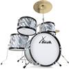 XDrum Junior Pro Batteria per Bambini Laser Silver - adatta da 5 a 9 anni - Drumset con accessori completi - incl. scuola - Argento