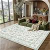 PureCozy Tappeto Salotto 160x230cm Camera da Letto Lavabile in Lavatrice Grandi Tappeti Sala Soggiorno Ufficio Moderno Floreale Carpet Pelo Corto Antiscivolo Rug,Verde pallido