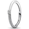 PANDORA ME Anello con pavé bianco in argento Sterling con smalto bianco e zirconia cubica trasparente, 56