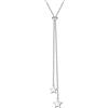 Flyow Collana lunga S925 in argento Sterling Lariat regolabile Y collana con ciondolo per donne e ragazze, 30 inches, Argento sterling, Non pietra preziosa