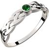 GWG Jewellery Anello Argento Sterling Nodo Celtico e Pietra Verde Smeraldo Taglio Tondo - 6 in Confezione Regalo per Donne