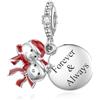 LANBEIDE Ciondolo natalizio per charm Pandora, in argento sterling 925, con fiocco di neve, Babbo Natale, cane, gatto, per Pandora, regalo di Natale per donne, klein, Argento sterling