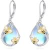 KQF Orecchini da donna in argento Sterling 925 con pietra di luna da appendere per donna, small, Argento sterling, Pietra di luna