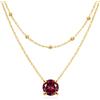 Zinello Design TILOVE Collana Donna Granato Rodolite Naturale - Doppia Catena Acciaio Inossidabile Placcato Oro 18K - Ciondolo 6mm Pietra Rossa - Regalo San Valentino Donna