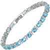 Rizilia Ewigkeit Bracciale Tennis da Donna - 18K Oro Bianco Placcato, Zirconi Multi-Colore Taglio Rotondo, 18 cm (7 Pollici) Elegante Bracciale con Pietra di Nascita, per Matrimonio, Regalo e Uso