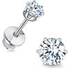 Limerencia Moissanite - Orecchini a perno in titanio con chiusura a vite, 0,2 ct-1,6 ct, ipoallergenici F136, in titanio di grado impianto, con retro piatto, colore D, purezza VVS1, gioielli regalo