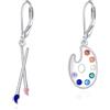 POPLYKE Orecchini a pennello in argento Sterling 925 colori colorati orecchini insegnanti orecchini a pennello orecchini donna insegnante gioielli artista orecchini, 6*38, Zirconia cubica