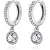 MARLION JEWELS Orecchini cerchio da donna in argento 925 da zirconi bianchi e da un pendente. Set Orecchini da donna cerchio con finitura in argento sterling o oro 18 carati ideali (Argento placcato)