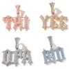 ZqlDDayUP Ciondolo Lettera Iced Out personalizzato Ciondolo Lettera Iniziale Collana Nome Hip Hop con Catena Tennis Diamanti Colorati Targhetta personalizzata Gioielli Regali per Uomini Donne