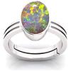 Akshita gems Anello in argento da 9,25 ratti con opale bianco certificato naturale e pietra zodiacale astrologica, per donne e uomini, in argento, regolabile., Pietra preziosa sciolta, Opale