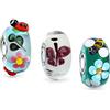 Bling Jewelry Set Di Insetti Da Giardino Misto Bundle Nucleo In Argento Sterling .925 Multicolore Traslucido 3D Lavorazione A Lampada Vetro Di Murano Coccinella Farfalla Ape Charm Distanziale Adatto Per Bracciale