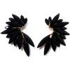BRANDELIA Orecchini da donna con cristalli colorati, a forma di semicerchio, per feste e matrimoni, vari colori disponibili e placcato Oro, colore: Nero / Oro, cod. P.AbanicoNegroro