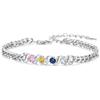 ALBERTBAND Bracciale Personalizzato con Pietre di Nascita da Donna Bracciale con Nome Catena Regolabile Gioiello Regalo per Mamma Moglie Amica (4 stone)