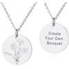 INBLUE Personalizzato Inciso Nascita Fiore Disc Collana per Donne Testo Inciso Ciondolo Rotondo Acciaio Inossidabile Combinato Nascita Bouquet Collana Moda Dainty Gioielli Regalo per Compleanno - A2