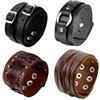 Cupimatch Uomo Braccialetto Bracciale in Pelle Cintura Anello Grande Larghezza Stile Punk Rock Nero Marrone(4 Pezzi)