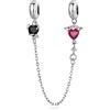 Teleye Charm con catena di sicurezza angelo e demone in argento sterling 925 adatto per collana con bracciale Pandora