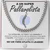 Bramart Collana Cubana Uomo Pallavolista idea regalo compleanno - Idee Regali per lui Natale Festa del papà - Ciondolo per Pallavolisti - Cofanetto con DEDICA incluso (Pallavolista 1 - Argento)