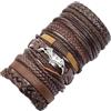 NJIEzhao Bracciale in Corda Intrecciata 10 pezzi/set braccialetti da uomo fatti a mano intrecciati con avvolgimento nero braccialetto in pelle donna maschile(Style 20)