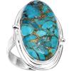 Silver Palace Anello in argento Sterling 925 con pietra turchese in rame naturale martellato, Metallo Metallo Gemma, Turchese rame