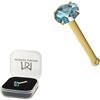 Monster Piercing 9K giallo oro artiglio imposta 1,5 MM blu zircone tondo cristallo pietra 22 Gauge naso osseo naso Stud Piercing