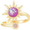 KJDYQ Anello a Fiore con Opale Viola Luminosa Ispirato a Raperonzolo, Principessa Intrecciata, Placcato in Oro, Aperto, Gioielleria da Principessa per Matrimoni, Cosplay e Costumi di Halloween