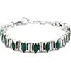 Tibetan Silver Bracciale Alla Moda Con Pietra Preziosa Verde Smeraldo per Donna, Braccialetto a Maglie di Design Fatto a Mano, Gioielli Moderni per Feste Placcati in Argento 925