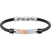 Morellato Bracciale da uomo, Collezione Moody, in pelle, acciaio, PVD oro rosa - SQH23