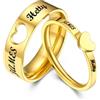 Bestyle Fedine Fidanzamento Coppia, 12-31 Misura Anelloi Coppia Personalizzato Incisione, Cuore Fedi Nuziali Oro Coppia, Idee Regalo Coppia Fidanzati Eternità