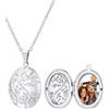 U7 Collana Donna con Foto Personalizzata Ciondolo Medaglione Portafoto Ovale Fiore Placcato Platini Collana Donna Portafoto Personalizzata Confezione Regalo per Natale Compleanno
