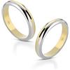 Donipreziosi Coppia Fedine Personalizzabili in Argento 925 placcate oro giallo/bianco bicolore con Incisione Data e Nome - 2 Anelli Fidanzamento Lui e Lei - Fedina Personalizzata Idea Regalo Uomo Donna (Coppia)