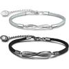 Jeweidea Bracciale Coppia Personalizzato con Nome Bracciale Magnetico Inciso per Donna Uomo Intrecciato Regolabile Infinito a Lunga Distanza Regali San Valentino Natale